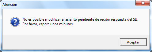 No es posible modificar el asiento pendiente de recibir respuestas del SII. por favor, espere unos minutos