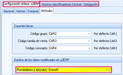 Configuración de la empresa para productos y proveedores