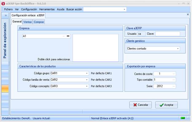 Configuración de empresas de a3ERP y a3ERP | tpv