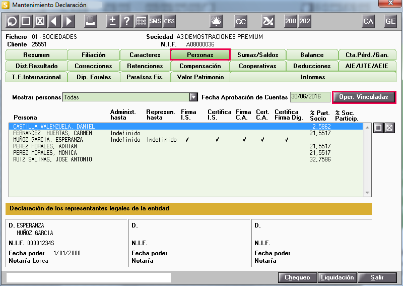 Operaciones vinculadas