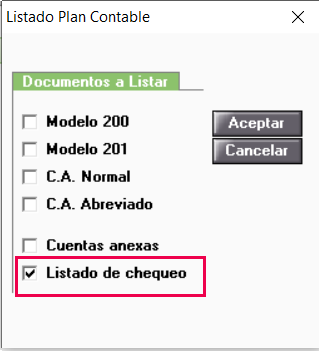 opciones de listado
