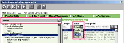 Mantenimiento de planes contables