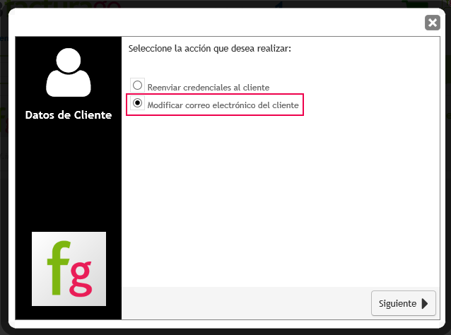 modificar mail cliente