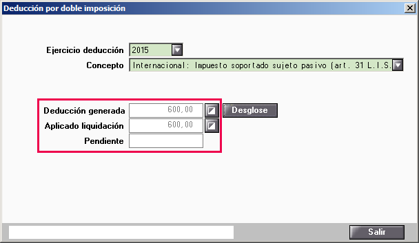 Deducción por doble imposición Impuesto soportado sujeto pasivo