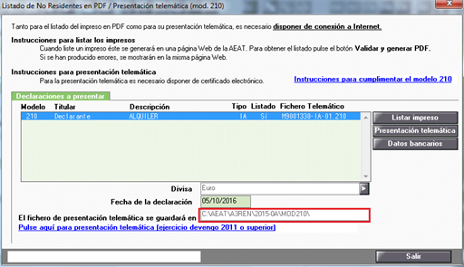 Listado de no Residentes en PDF