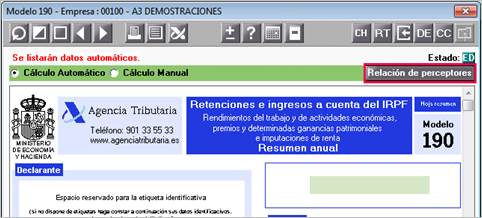 Relación de perceptores