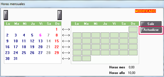 horas mensuales actualizar