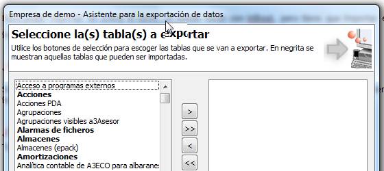 Asistente para la exportación de datos