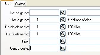 Filtros y cuotas