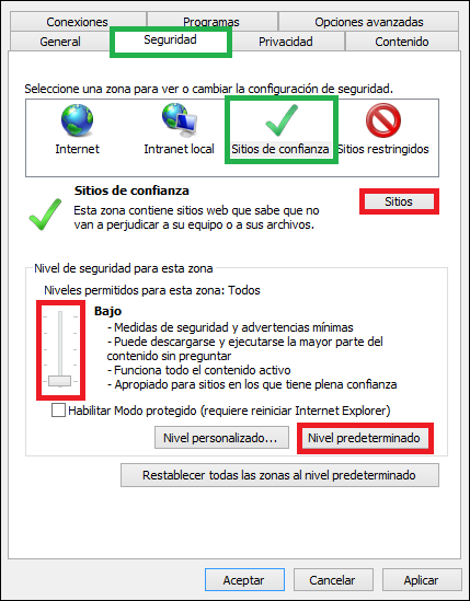 Configuracion Recomendada Internet Explorer