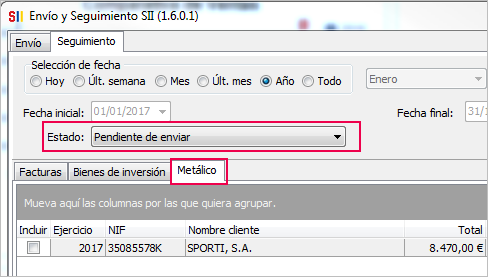 pendiente enviar metalico