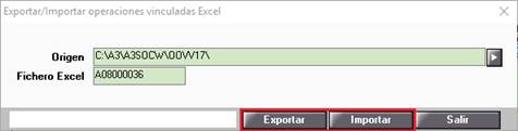 Exportar/Importar operaciones vinculadas Excel