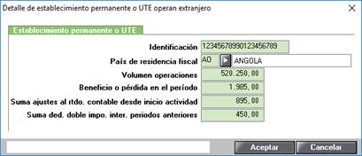 Detalle de establecimiento permanente o UTE operan extranjero