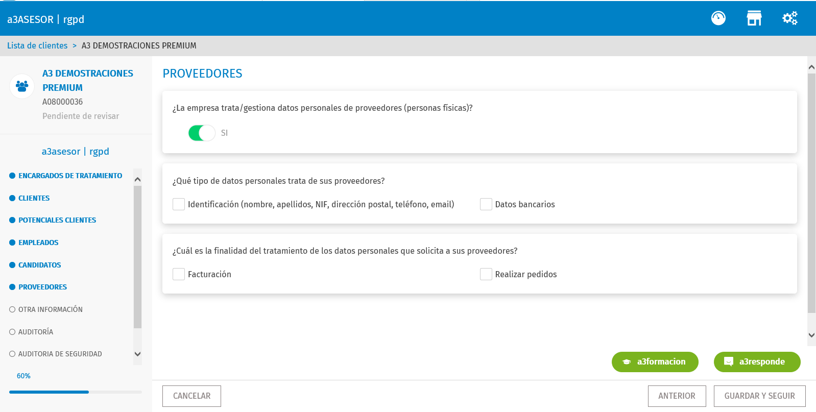 Proveedores información