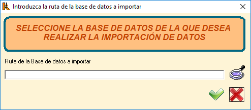 Introduzca la ruta de la base de datos a importar