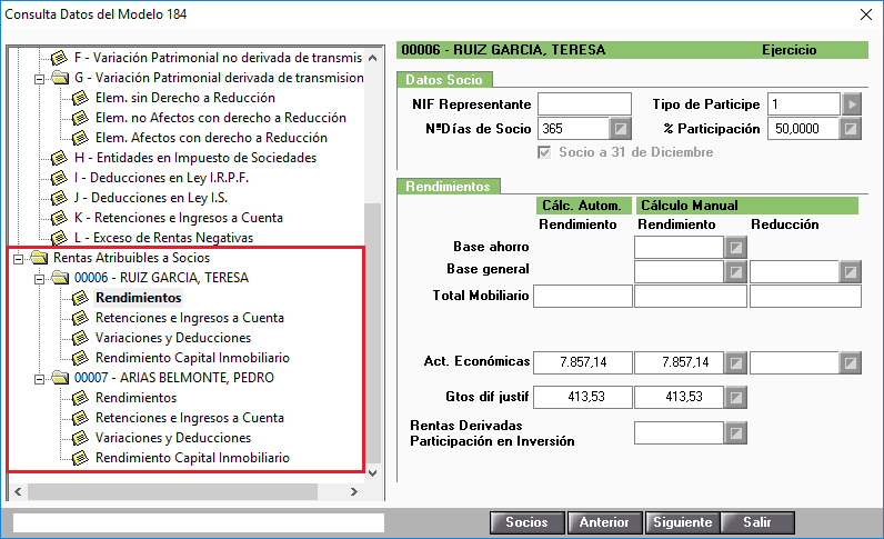 Modelo 184 Rentas Atribuidas a los socios