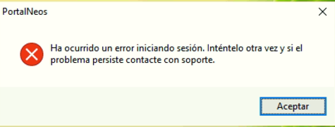 Error iniciando sesión