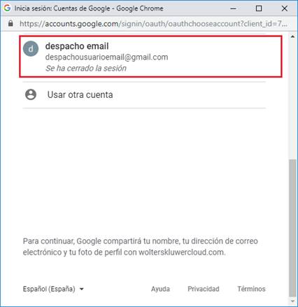 Datos del proveedor de autenticación