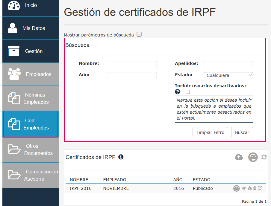 gestion certificados IRPF