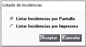 listado de incidencias