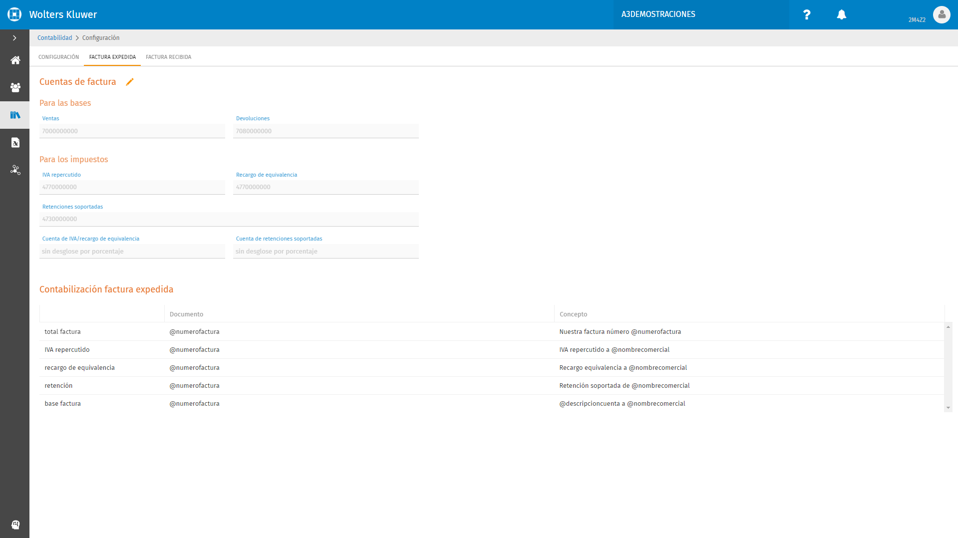 Configuracion Factura Expedida