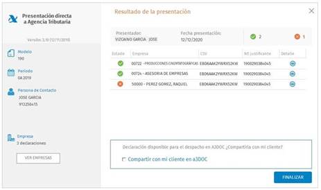 Estado de declaraciones