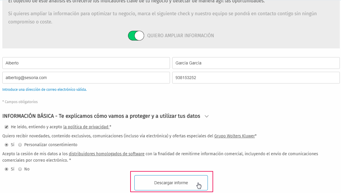 formulario descargar informe