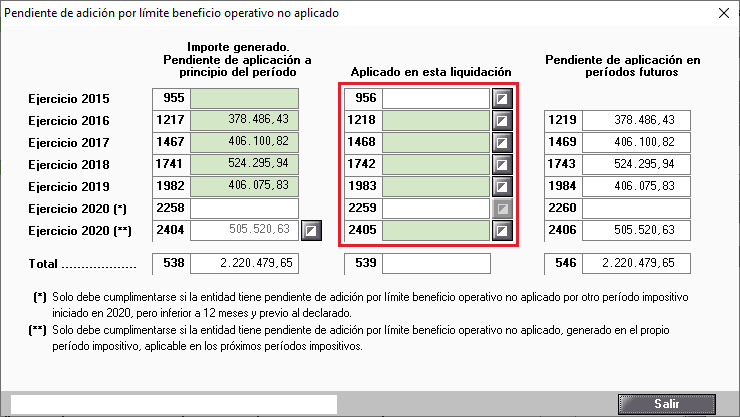 Pendiente de adicion por limite beneficio operativo no aplicado Todas casillas manualess