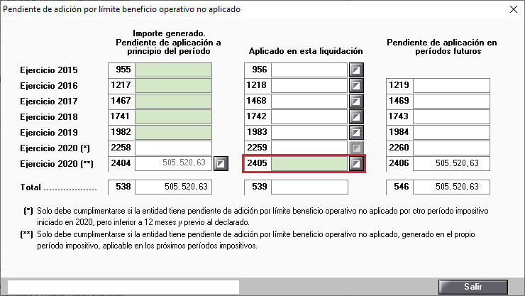 Pendiente de adicion por limite beneficio operativo no aplicado manual 2020