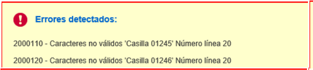 errores 2000110 2000120, casillas 01245 01246