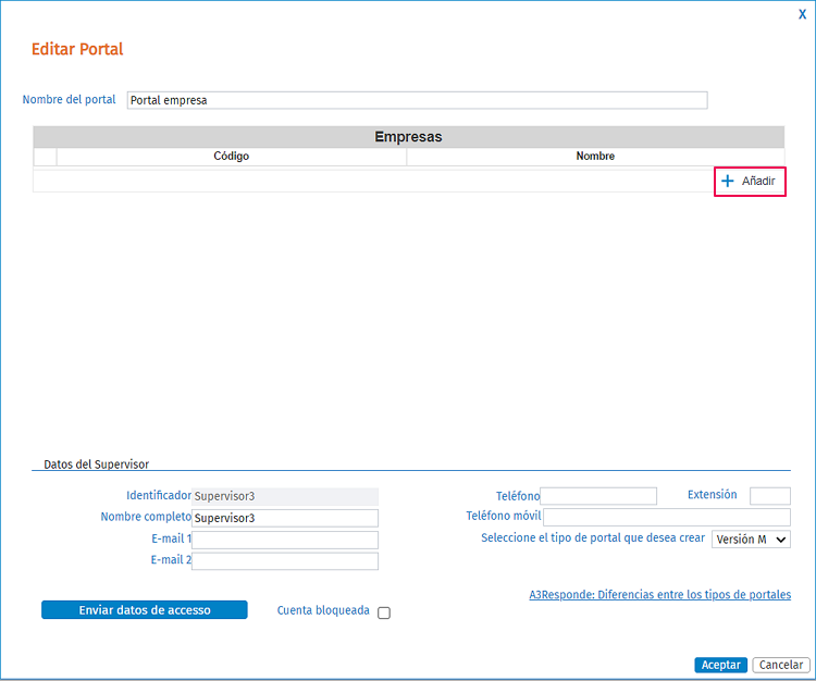 como asignar empresas al portal