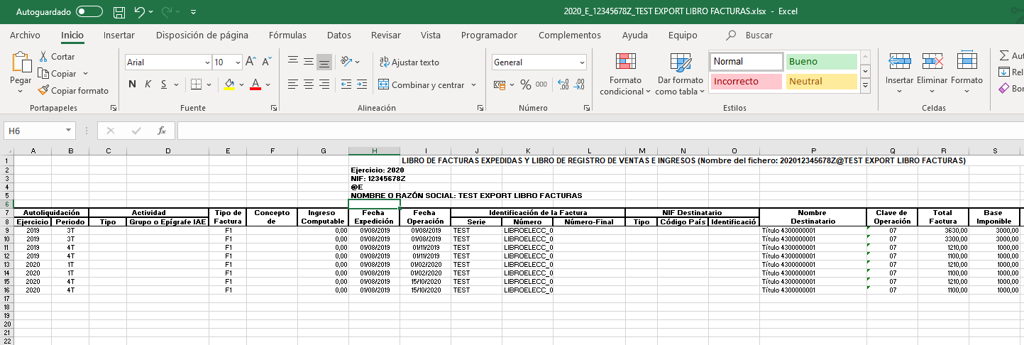 Excel Formato electronico de los libros de registro de IVA Excel