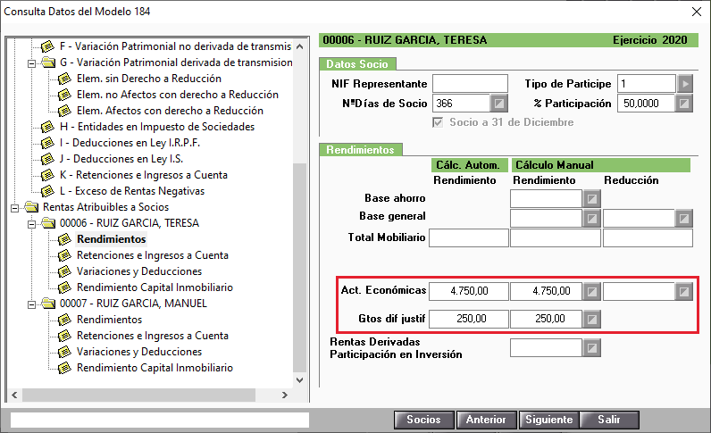 Modelo 184 Gastos de dificil justificacion Actividades