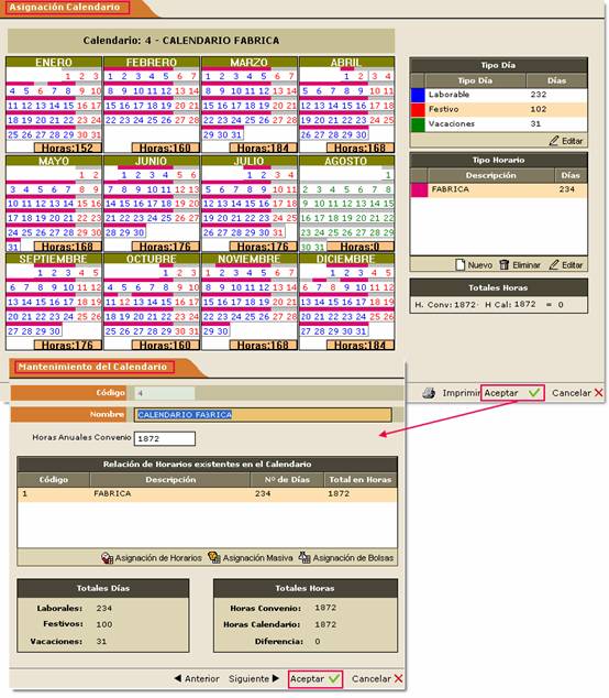 asignacion calendarios