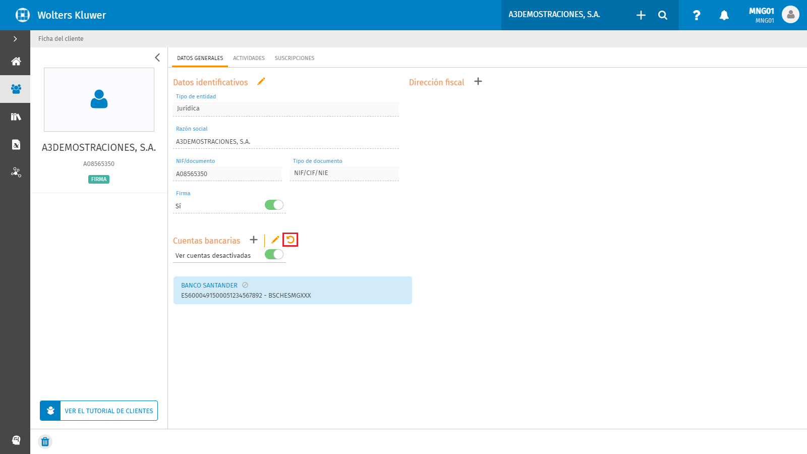 Cuentas bancarias Reactivar
