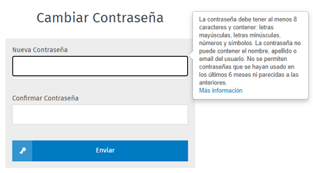 apartado para reestablecer pw