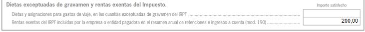 dietas otras rentas exentas