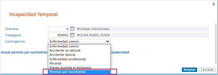 nueva IT Permiso por nacimiento