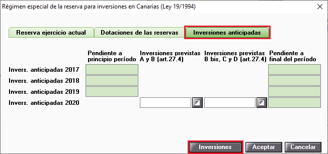 Regimen especial de la reserva para inversiones en Canarias Inversiones anticipadas