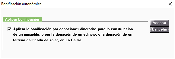 CANARIAS Bonificacion autonomica por donaciones dinerarias