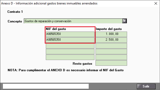 Anexo D Cumplimentacion de datos NIF duplicado