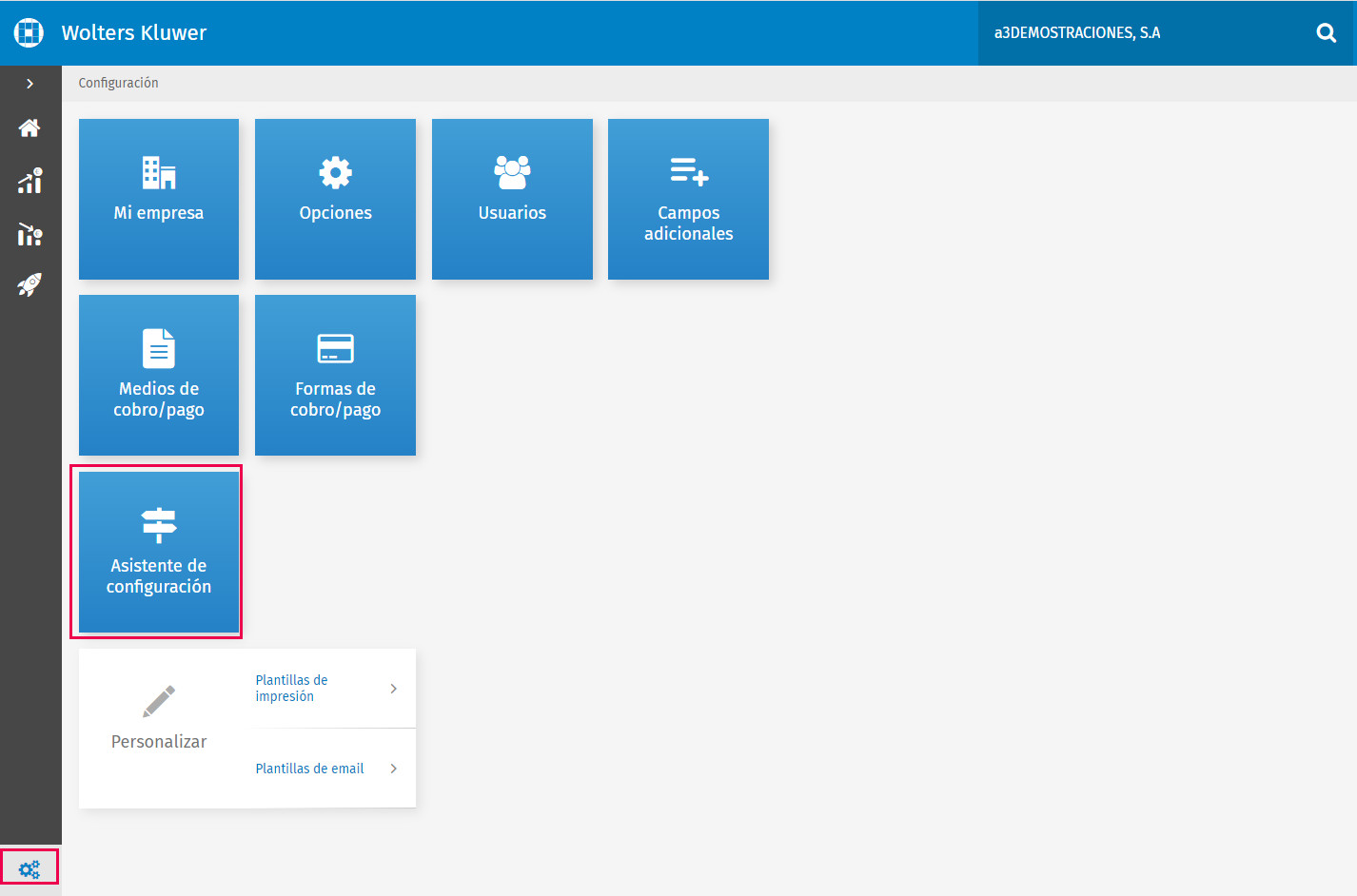 asistente desde configuracion