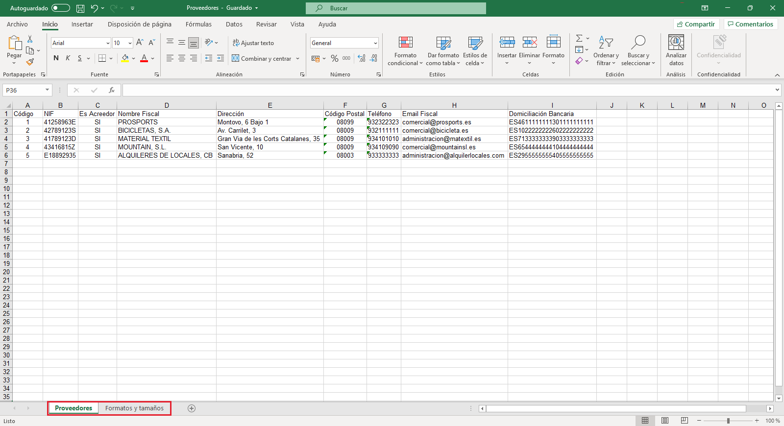 Excel Proveedores