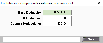 Contribuciones empresariales sistemas prevision social Base deduccion