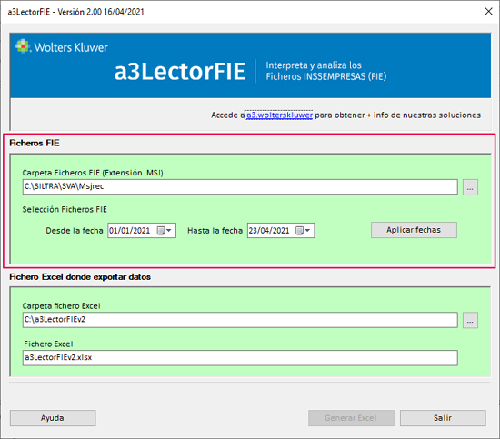 configuracion ficheros fie