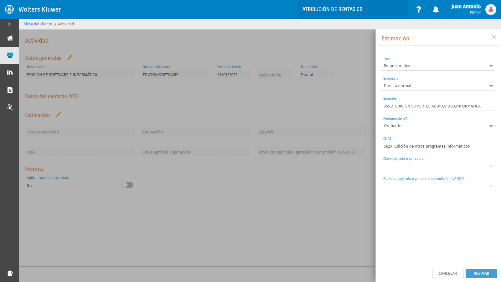 Atribucion de rentas Estimacion Datos