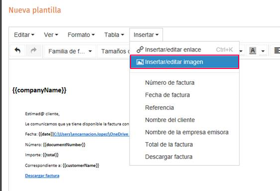 insertar editar imagen