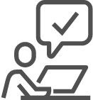 icon - person at laptop with checkmark speech bubble