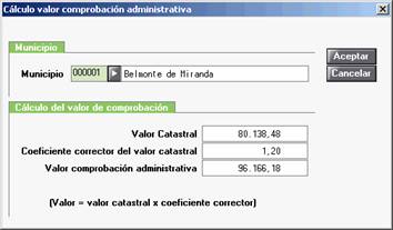 Cálculo del valor de comprobación administrativa