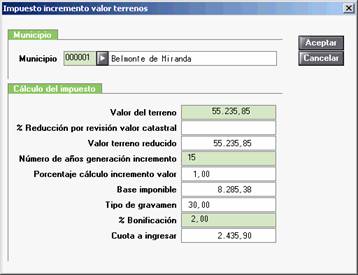 Impuesto incremento valor terrenos